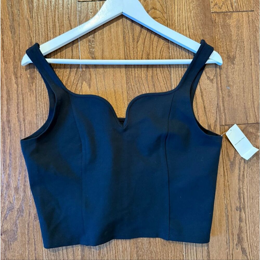 Abercrombie & Fitch NWOT black sweetheart cropped tank size large - Picture 7 of 10